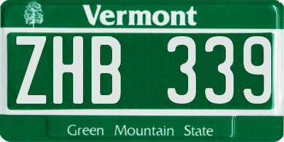 VT license plate ZHB339