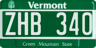VT license plate ZHB340