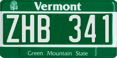 VT license plate ZHB341