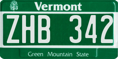 VT license plate ZHB342