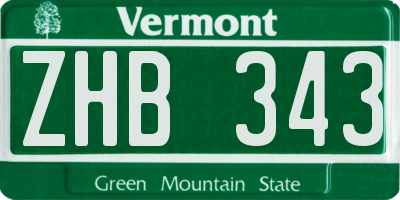 VT license plate ZHB343