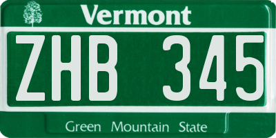 VT license plate ZHB345