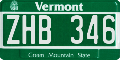VT license plate ZHB346