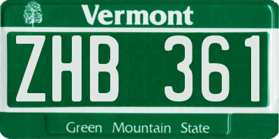 VT license plate ZHB361