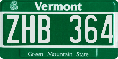 VT license plate ZHB364