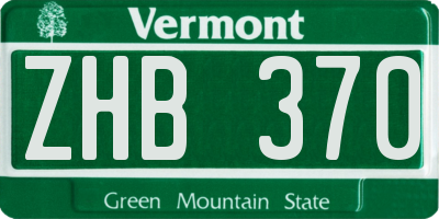 VT license plate ZHB370