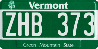 VT license plate ZHB373