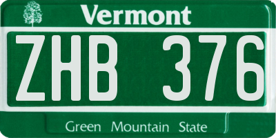 VT license plate ZHB376