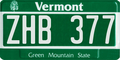 VT license plate ZHB377