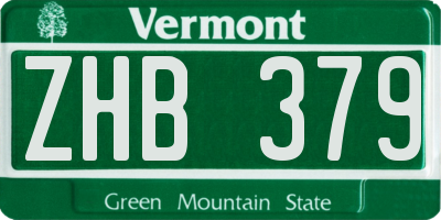 VT license plate ZHB379
