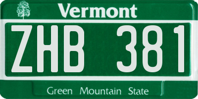 VT license plate ZHB381