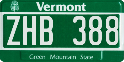 VT license plate ZHB388