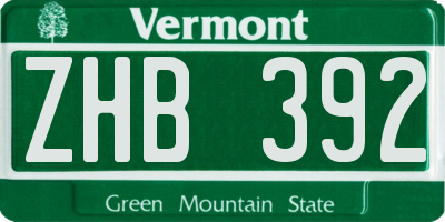 VT license plate ZHB392