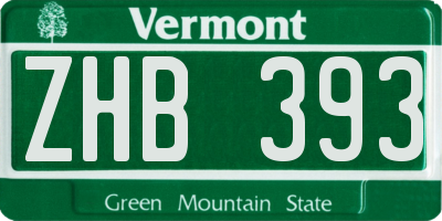 VT license plate ZHB393