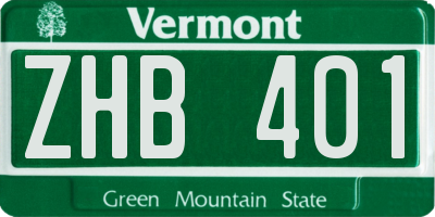 VT license plate ZHB401