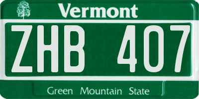 VT license plate ZHB407