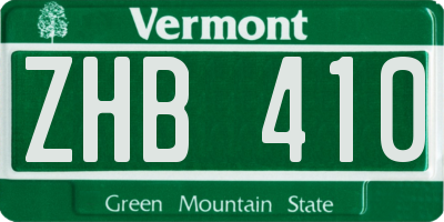 VT license plate ZHB410