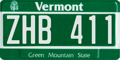 VT license plate ZHB411