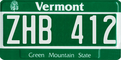 VT license plate ZHB412