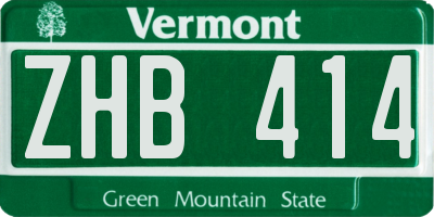 VT license plate ZHB414