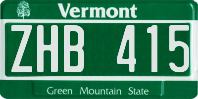 VT license plate ZHB415
