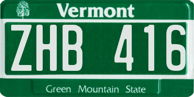 VT license plate ZHB416