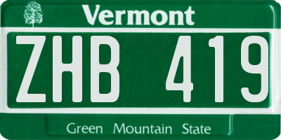VT license plate ZHB419