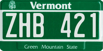 VT license plate ZHB421