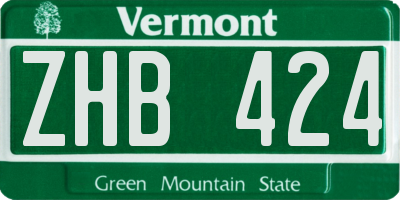 VT license plate ZHB424