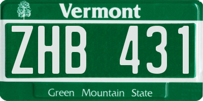 VT license plate ZHB431