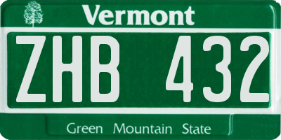 VT license plate ZHB432