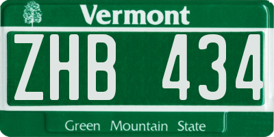 VT license plate ZHB434