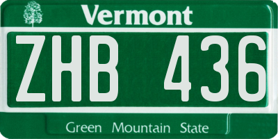 VT license plate ZHB436