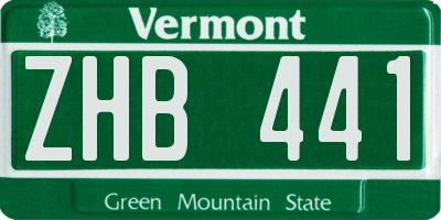 VT license plate ZHB441