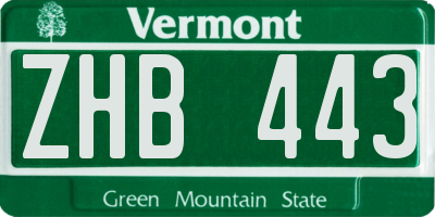 VT license plate ZHB443