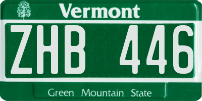 VT license plate ZHB446