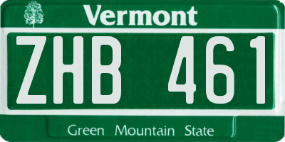 VT license plate ZHB461