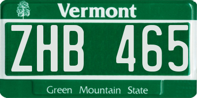 VT license plate ZHB465