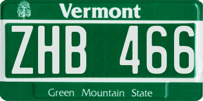 VT license plate ZHB466