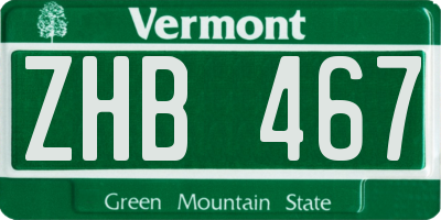 VT license plate ZHB467