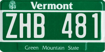 VT license plate ZHB481