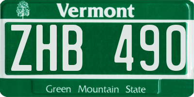 VT license plate ZHB490