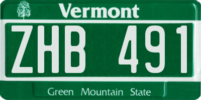 VT license plate ZHB491