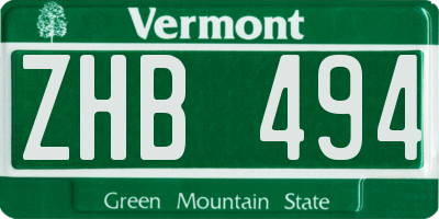 VT license plate ZHB494