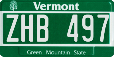 VT license plate ZHB497