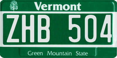VT license plate ZHB504