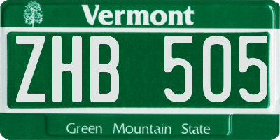 VT license plate ZHB505