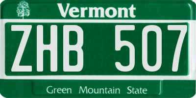 VT license plate ZHB507