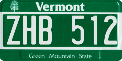 VT license plate ZHB512
