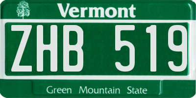 VT license plate ZHB519